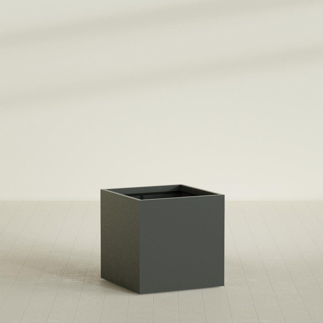 Montroy Large Cube Square Fiberglass Planter - 36 in x 36 in x 36 in - Matte Charcoal - Matte Charcoal,36 in x 36 in x 36 in