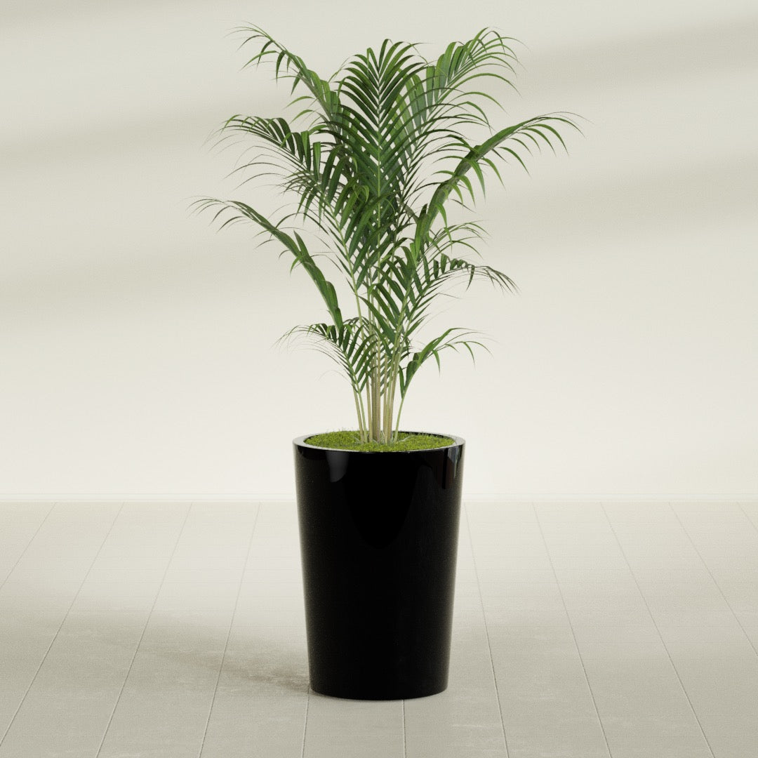 Tegel Medium Round Fiberglass Planter - 18 in x 18 in x 26 in - Gloss Black - Gloss Black,18 in x 18 in x 26 in