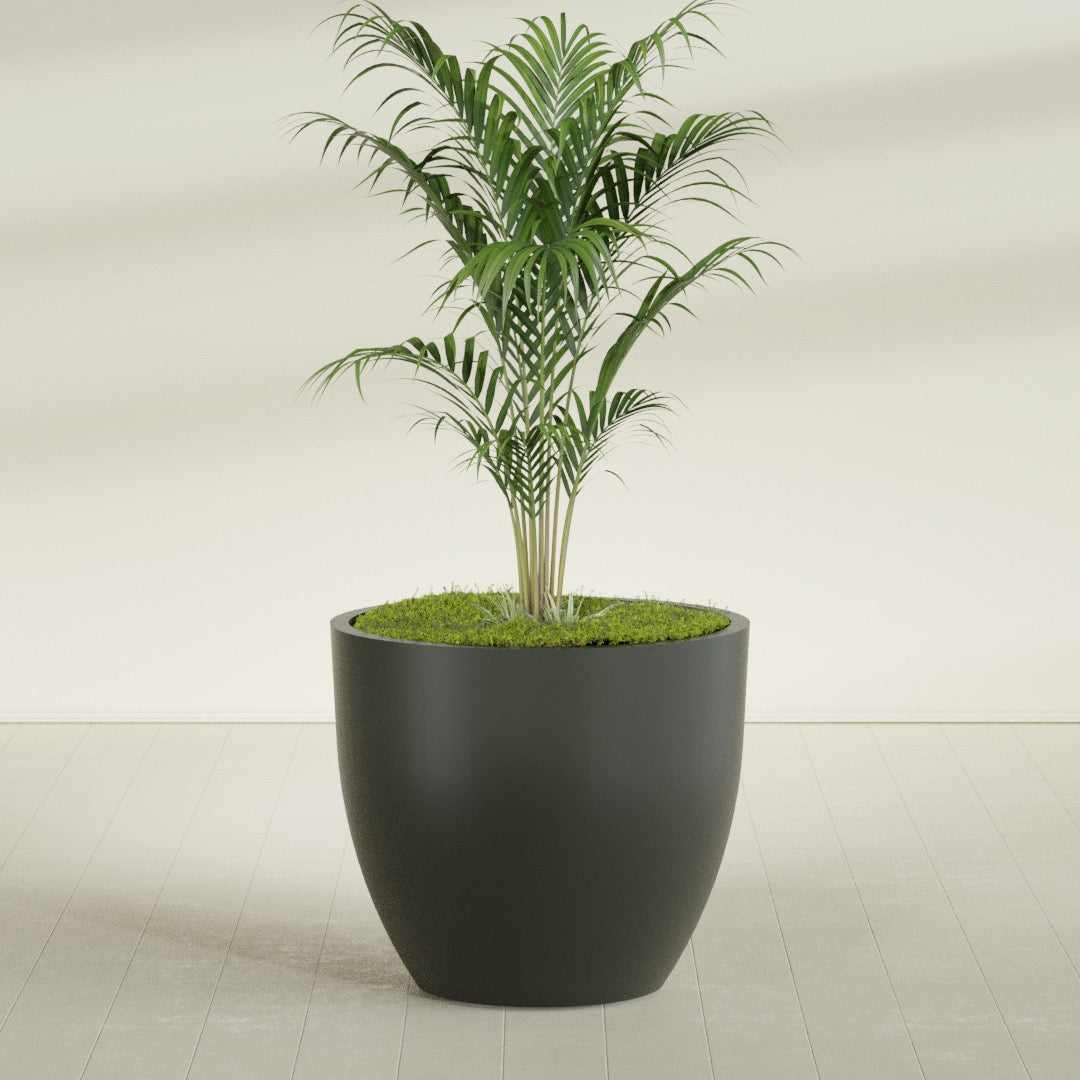 Wannsee Extra Large Round Fiberglass Planter - 50 in x 50 in x 44 in - Matte Charcoal - Matte Charcoal,50 in x 50 in x 44 in