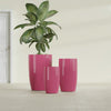 Lisbon Medium Round Fiberglass Planter - 14 in x 14 in x 25 in - Gloss Pink Violet - Gloss Pink Violet,14 in x 14 in x 25 in