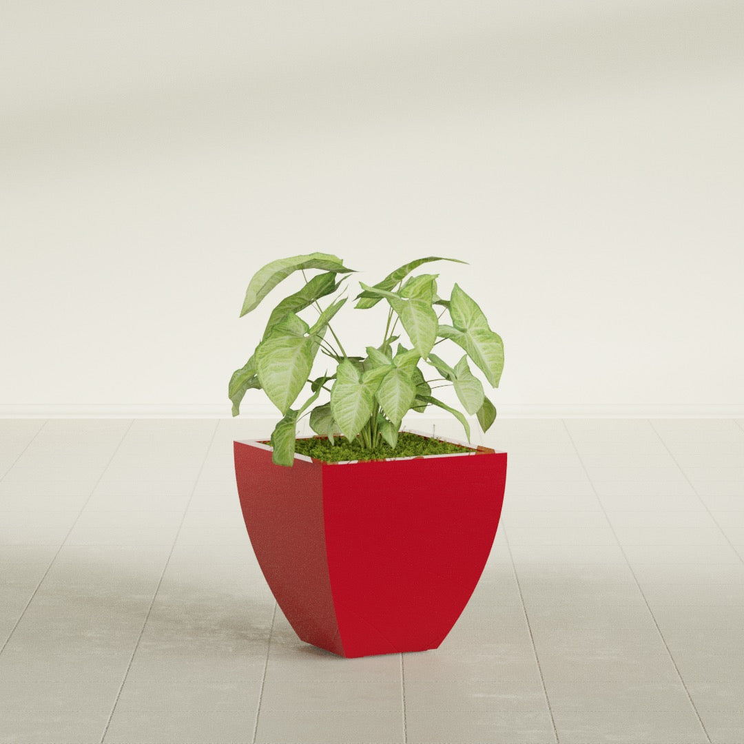 Lima Small Tapered Square Fiberglass Planter - 16 in x 16 in x 16 in - Gloss Red - Gloss Red,16 in x 16 in x 16 in