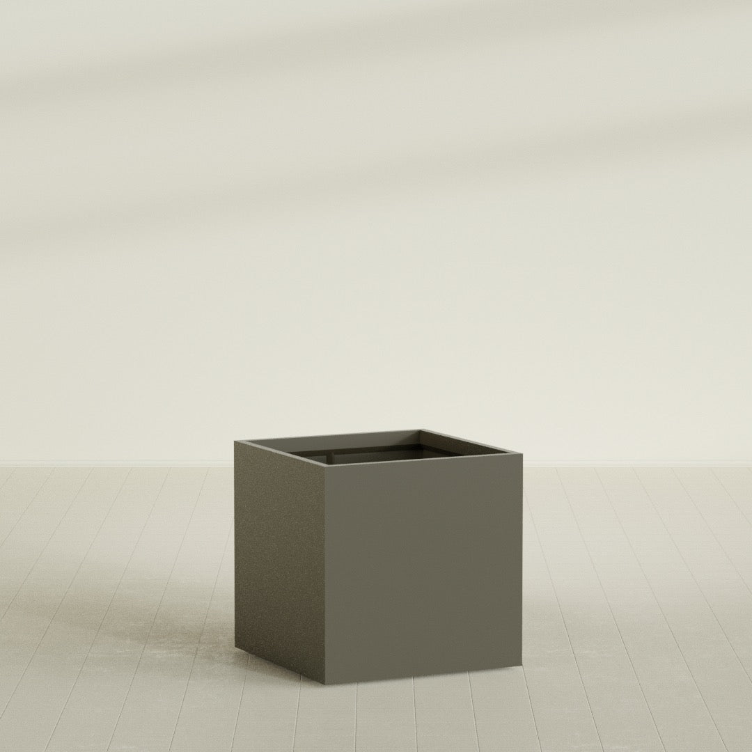 Montroy Large Cube Square Fiberglass Planter - 36 in x 36 in x 36 in - Matte Bronze - Matte Bronze,36 in x 36 in x 36 in