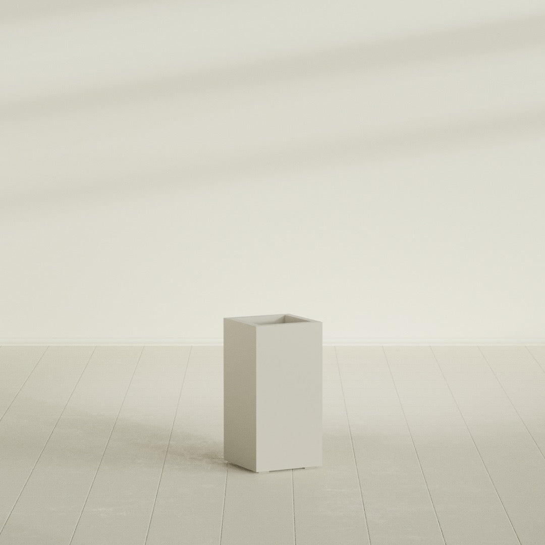 Hollywood Medium Rectangle Fiberglass Planter - 12 in x 12 in x 24 in - Satin Beige - Satin Beige,12 in x 12 in x 24 in