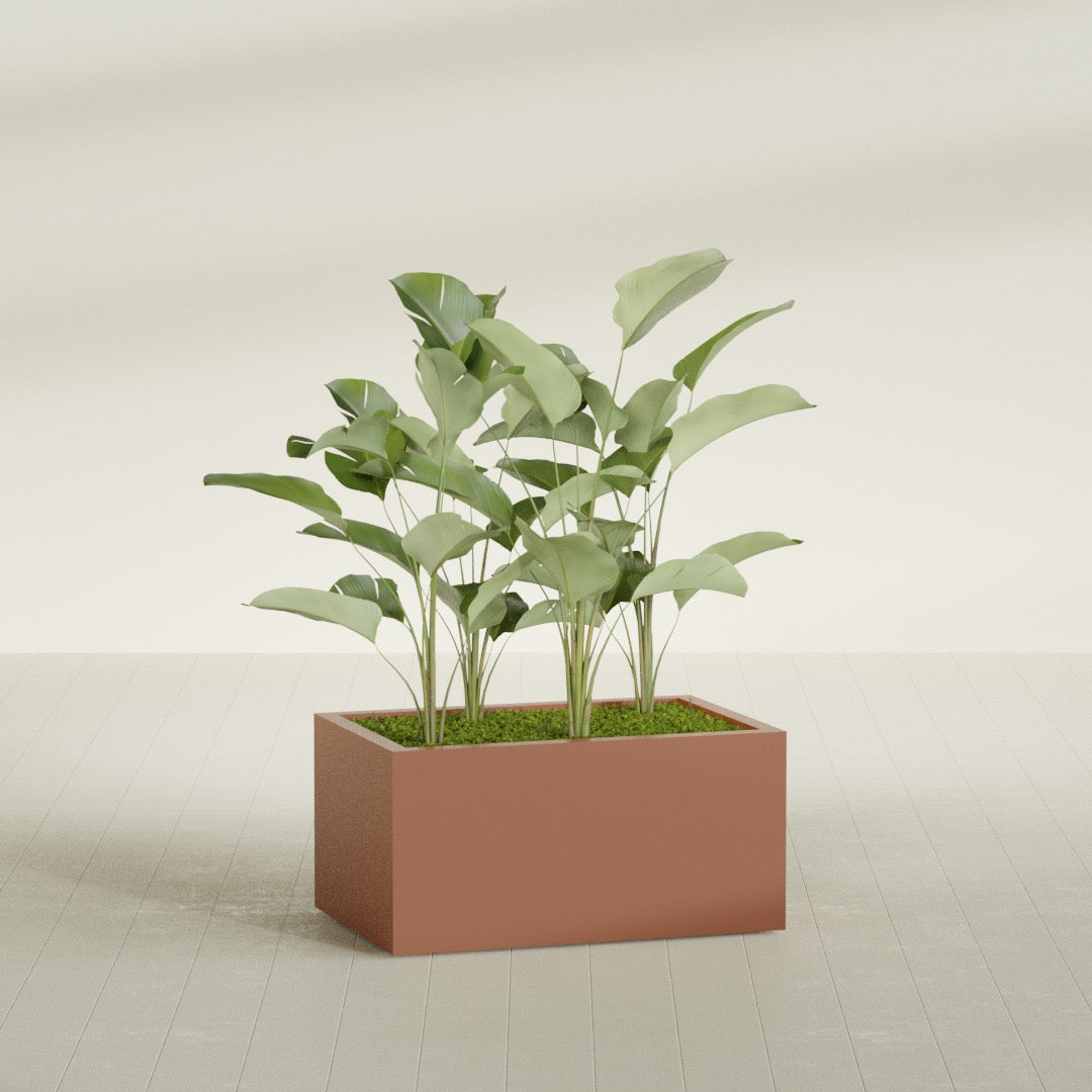 Torino Large Wide Rectangle Fiberglass Planter - 36 in x 24 in x 18 in - Matte Terracotta - Matte Terracotta,36 in x 24 in x 18 in