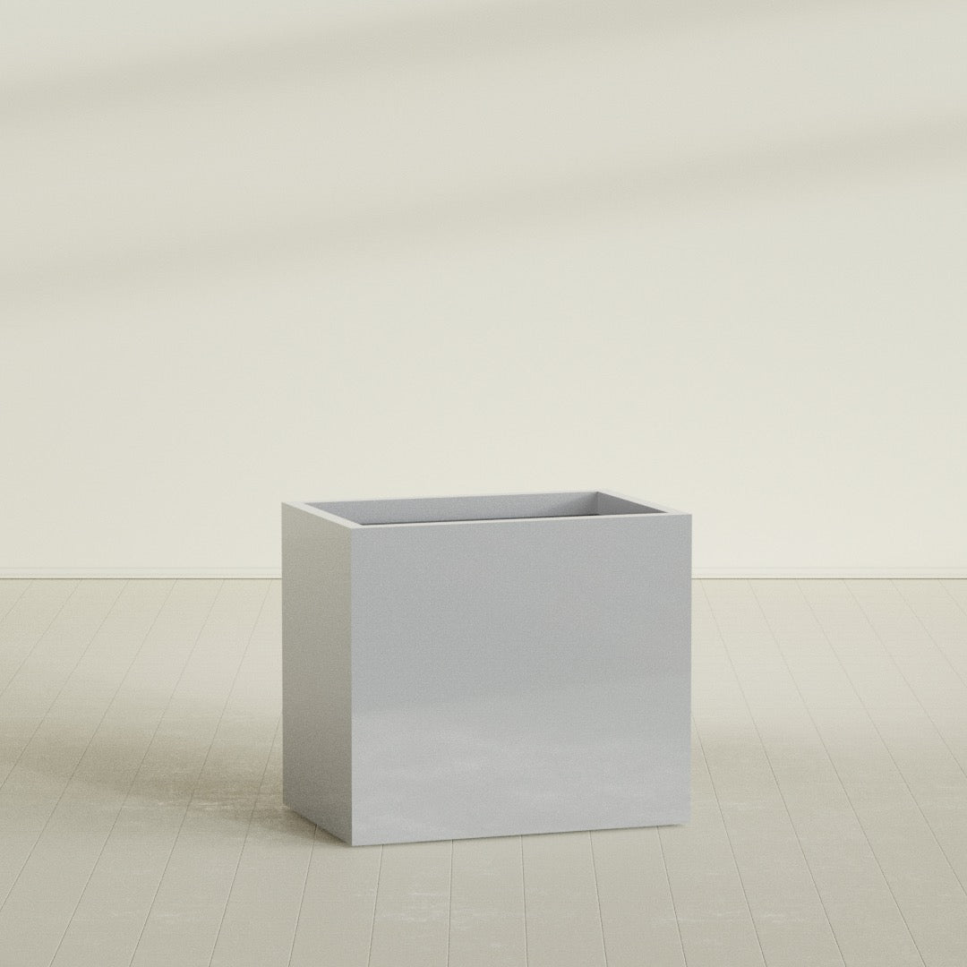 Brisbane Large Rectangle Fiberglass Planter - 36 in x 24 in x 32 in - Metallic Silver - Metallic Silver,36 in x 24 in x 32 in