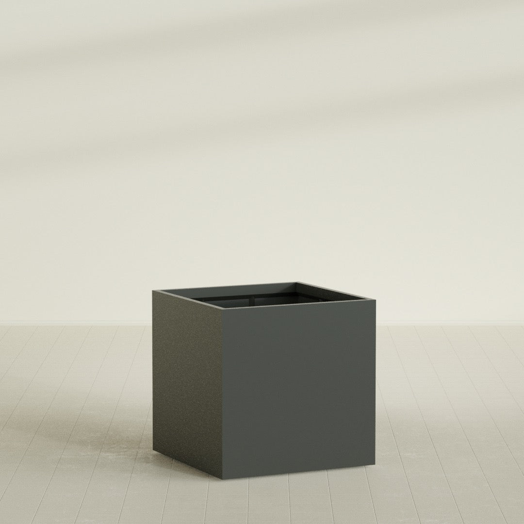 Montroy Large Cube Square Fiberglass Planter - 40 in x 40 in x 40 in - Matte Charcoal - Matte Charcoal,40 in x 40 in x 40 in