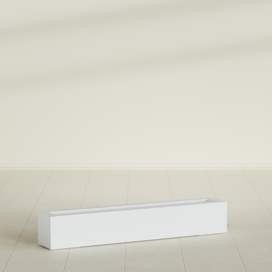 Salon Large Tall Rectangle Fiberglass Planter - 48 in x 8 in x 8 in - Gloss White - Gloss White,48 in x 8 in x 8 in