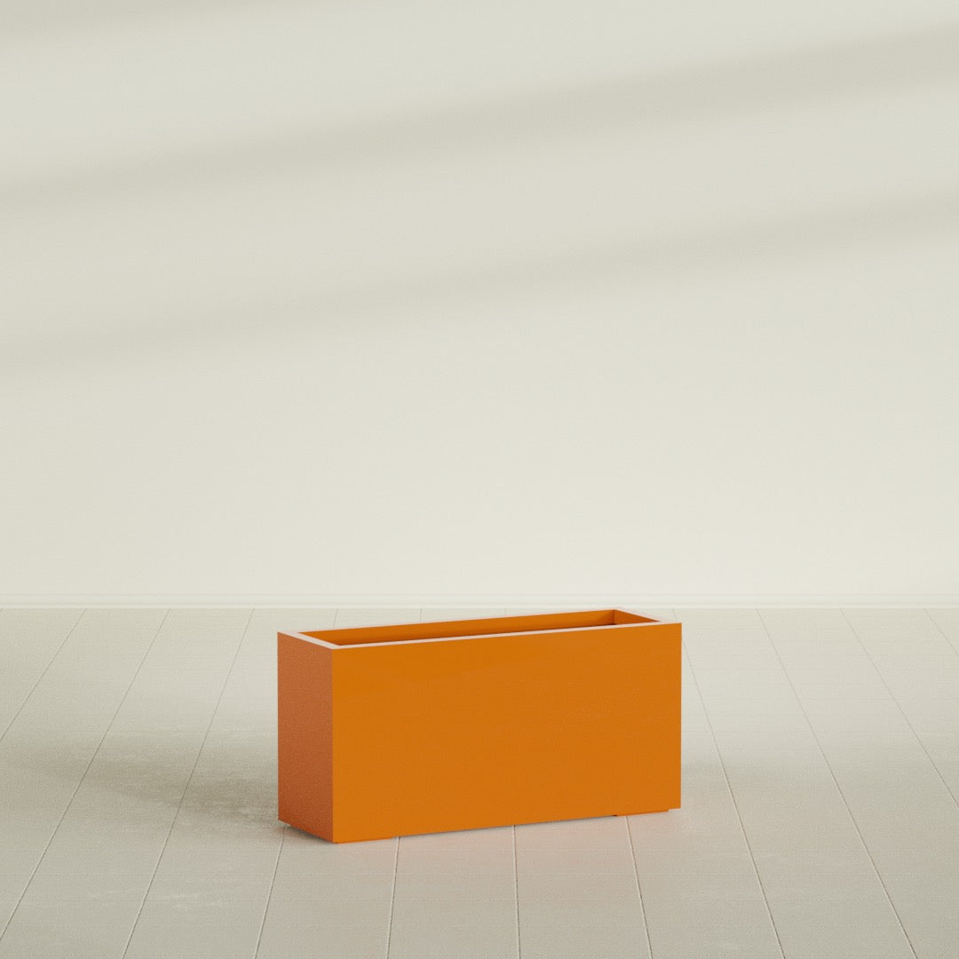 Hollywood Large Narrow Rectangle Fiberglass Planter - 36 in x 12 in x 24 in - Gloss Tangerine - Gloss Tangerine,36 in x 12 in x 24 in