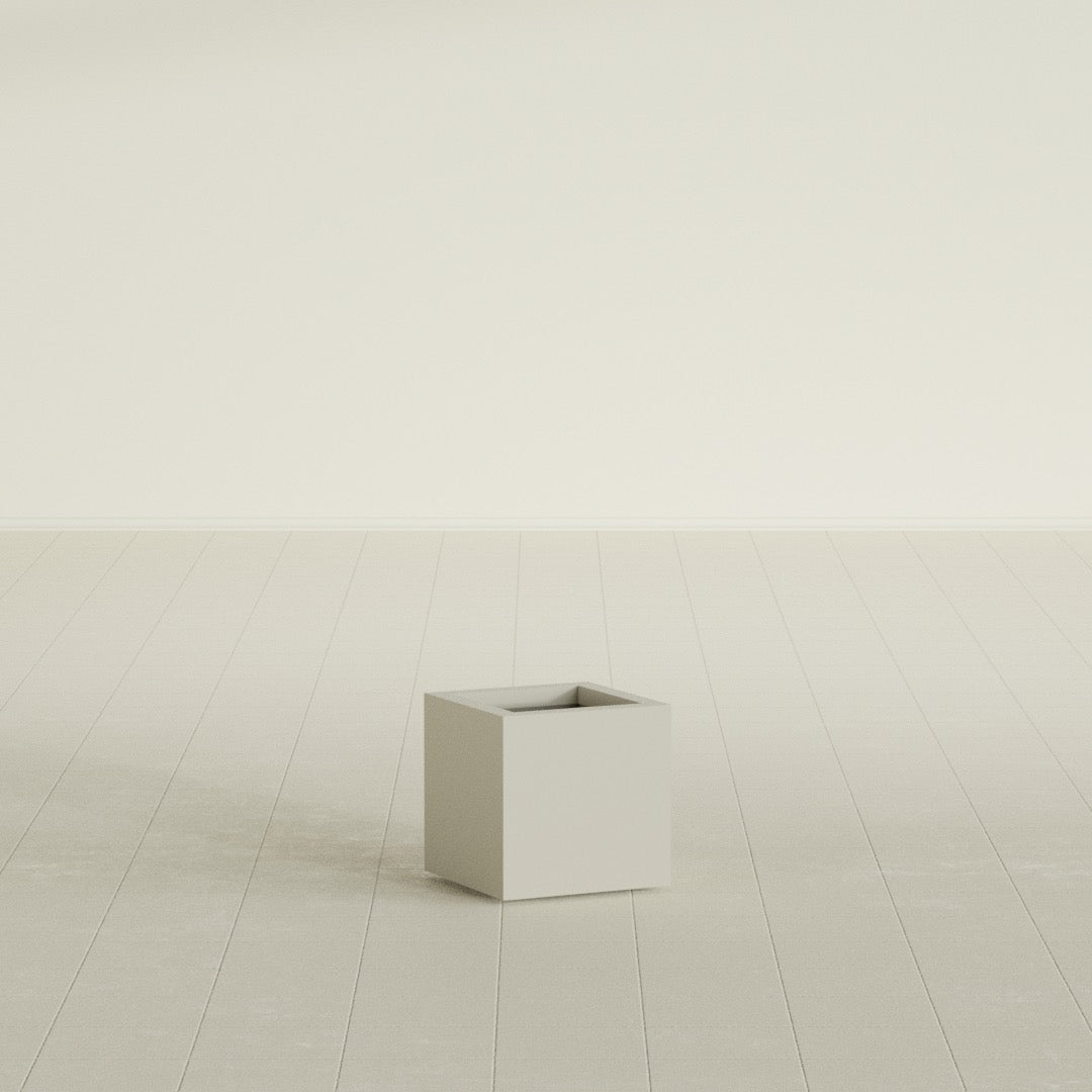 Montroy Small Cube Square Fiberglass Planter - 12 in x 12 in x 12 in - Satin Beige - Satin Beige,12 in x 12 in x 12 in