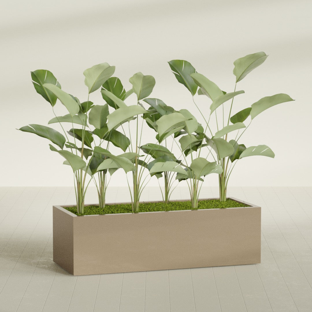 Torino Extra Large Wide Rectangle Fiberglass Planter - 60 in x 24 in x 18 in - Metallic Gold - Metallic Gold,60 in x 24 in x 18 in