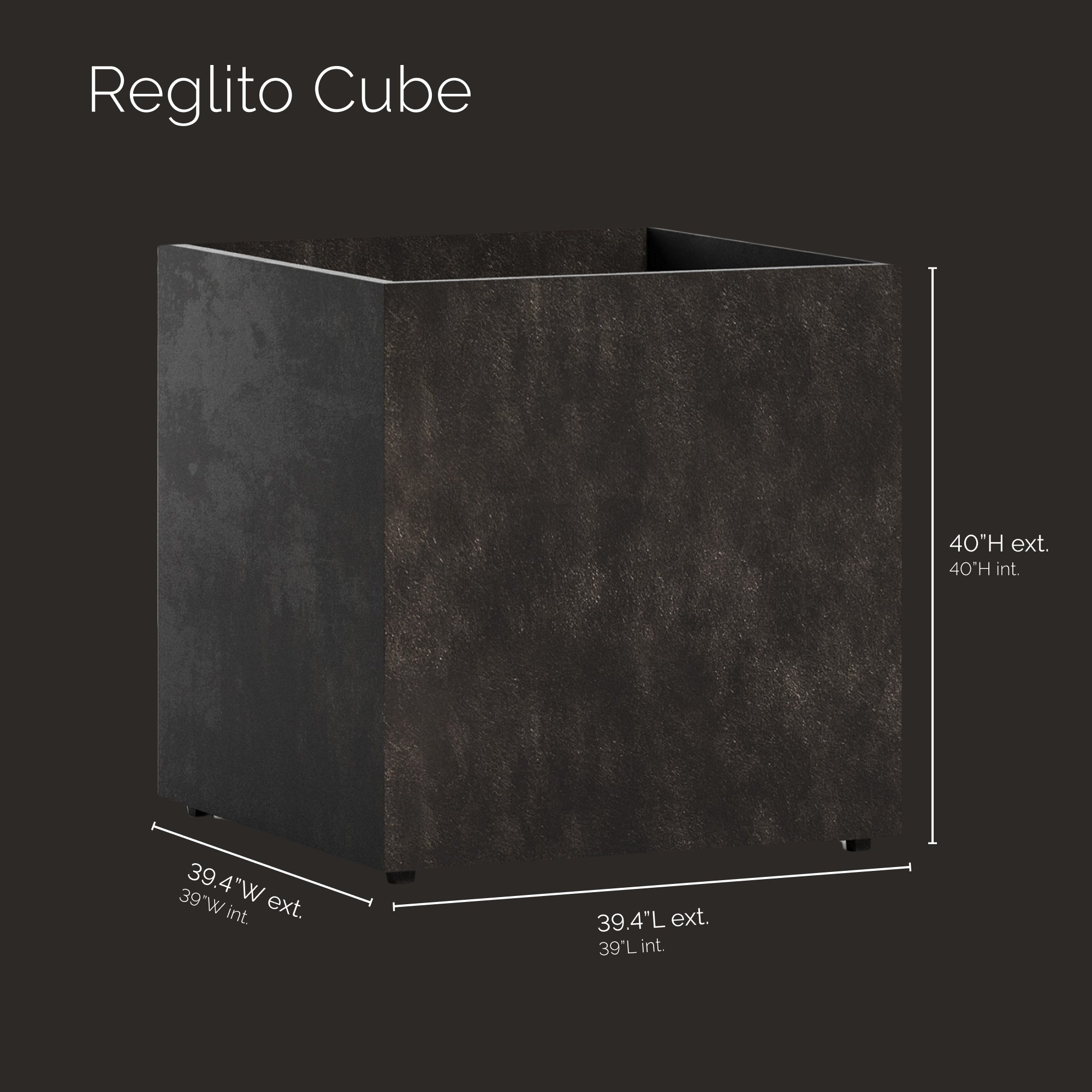 Reglito Cube - 39.5in x 39.5in x 40in - Brown Stone - Brown Stone,39.4 in x 39.4 in x 40 in