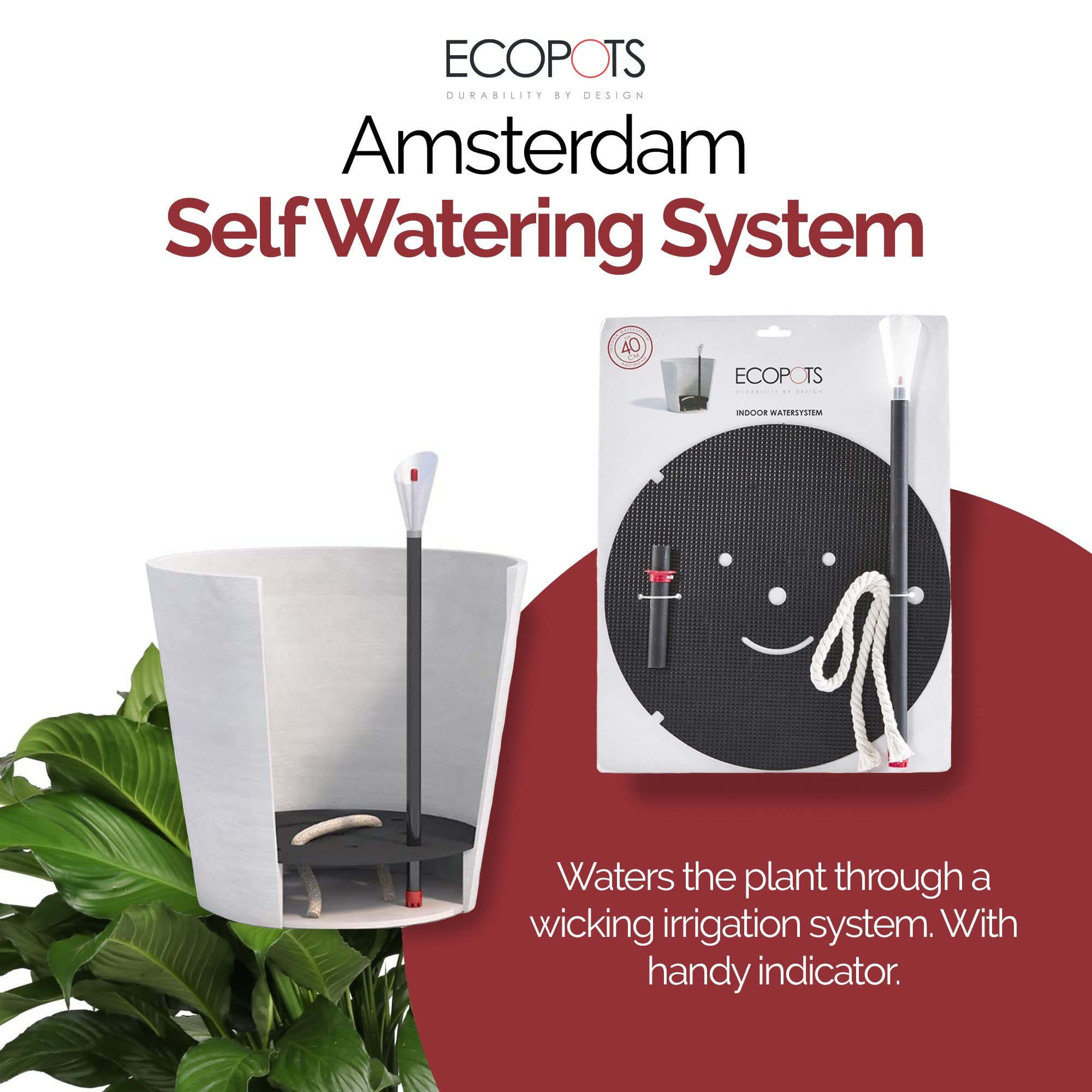 Indoor Self-Watering System 11.8 in x 11.8 in x 1 in - Compatible with 12" Amsterdam - Black,11.8 in x 11.8 in x 1 in