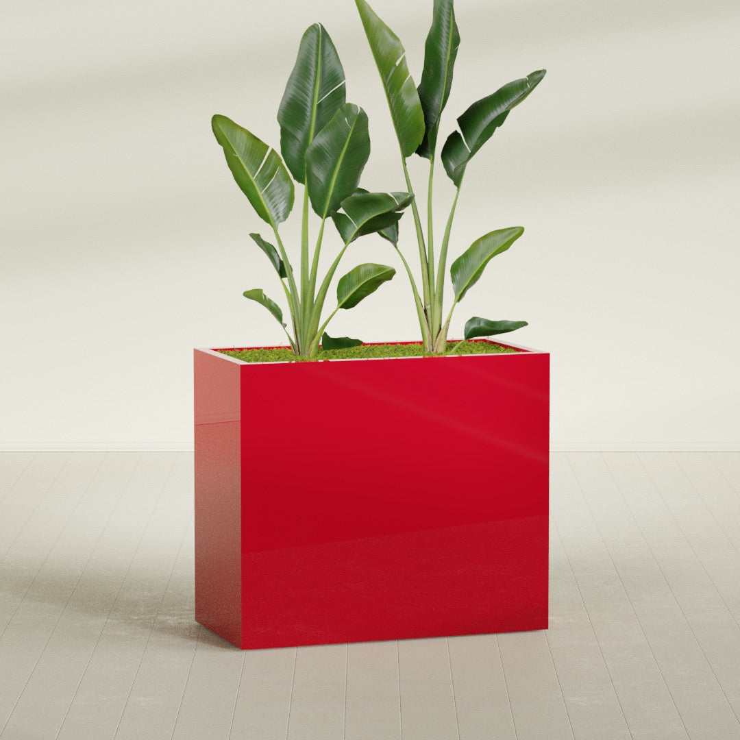 Darwin Extra Large Rectangle Fiberglass Planter - 48 in x 24 in x 42 in - Gloss Red - Gloss Red,48 in x 24 in x 42 in