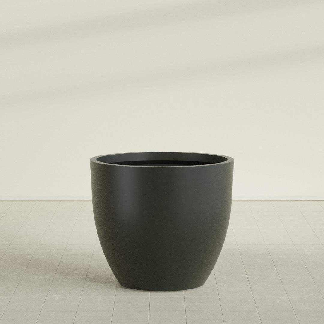 Wannsee Extra Large Round Fiberglass Planter - 50 in x 50 in x 44 in - Matte Charcoal - Matte Charcoal,50 in x 50 in x 44 in