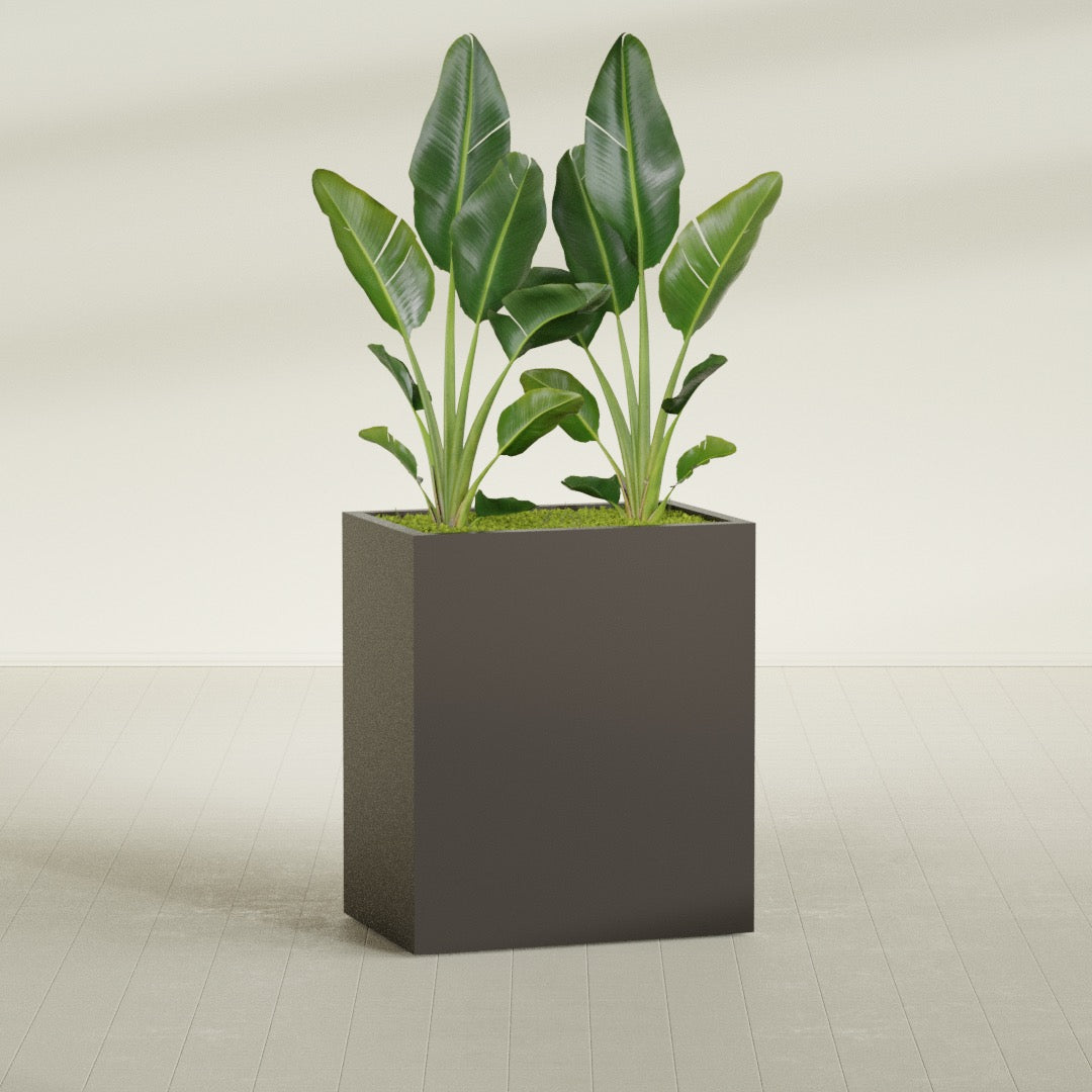 Darwin Large Rectangle Fiberglass Planter - 36 in x 24 in x 42 in - Matte Brown - Matte Brown,36 in x 24 in x 42 in