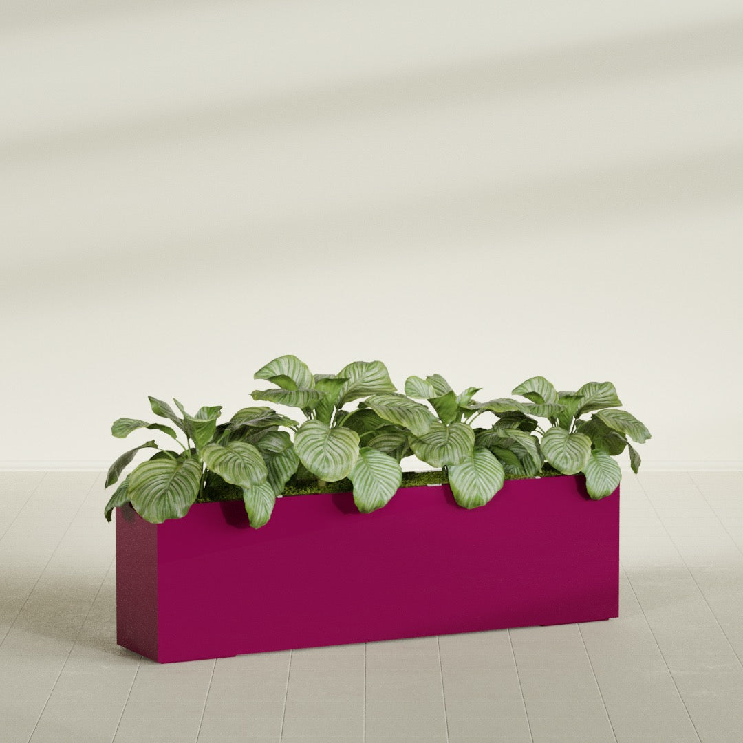 Miami Extra Large Narrow Rectangle Fiberglass Planter - 60 in x 12 in x 18 in - Gloss Eggplant - Gloss Eggplant,60 in x 12 in x 18 in