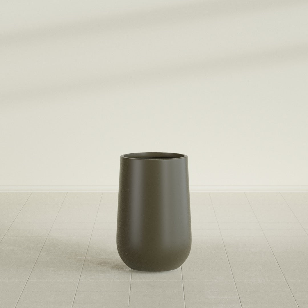 Tall Hayden Medium Round Fiberglass Planter - 12 in x 12 in x 20 in - Matte Bronze - Matte Bronze,12 in x 12 in x 20 in