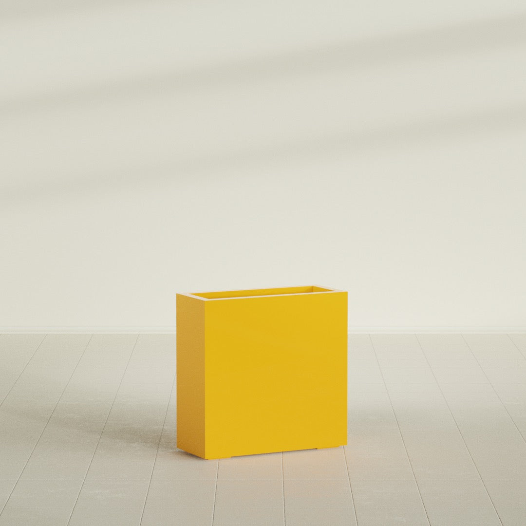 Milano Medium Narrow Rectangle Fiberglass Planter - 24 in x 10 in x 24 in - Gloss Saffron - Gloss Saffron,24 in x 10 in x 24 in
