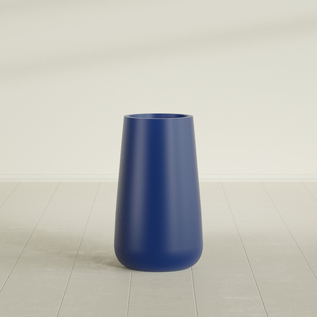 Saigon Large Tapered Round Planter - 16 in x 21 in x 36 in - Matte Cobalt Blue - Matte Cobalt Blue,16.4 in x 20.7 in x 36 in