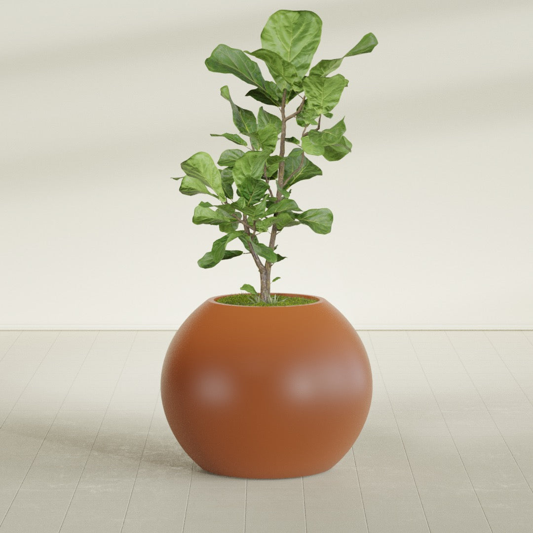 Globe Large Sphere Fiberglass Planter - 30 in x 30 in x 24 in - Matte Terracotta - Matte Terracotta,30 in x 30 in x 24 in