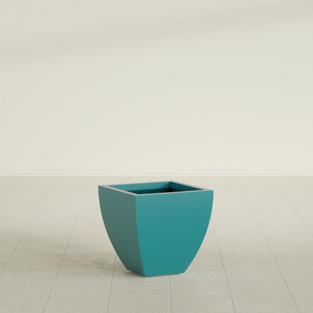 Lima Small Tapered Square Fiberglass Planter - 16 in x 16 in x 16 in - Satin Sea Foam - Satin Sea Foam,16 in x 16 in x 16 in