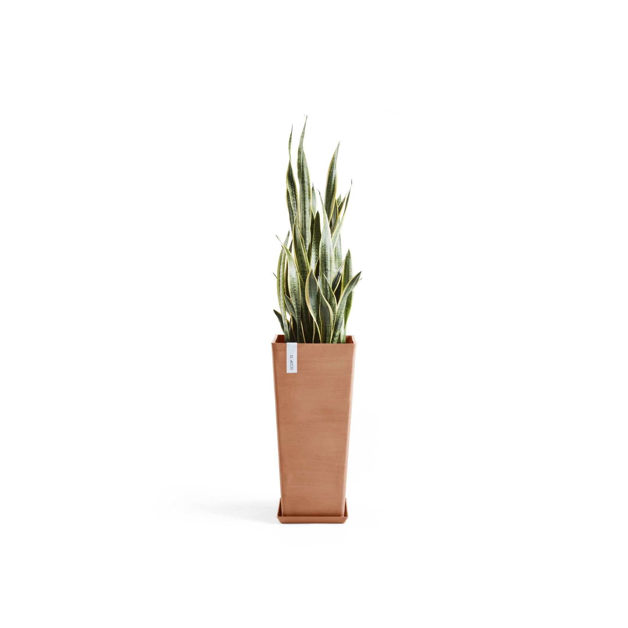 Rotterdam High Medium Square Planter - 12.6 in x 12.6 in x 27.5 in - Planter + Saucer - Terracotta - Terracotta,12.5 in x 12.5 in x 27.5 in,Planter + Saucer