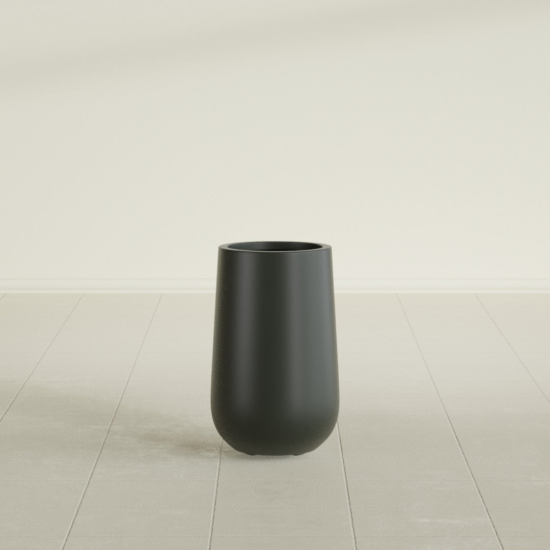 Tall Hayden Medium Round Fiberglass Planter - 18 in x 18 in x 29 in - Matte Charcoal - Matte Charcoal,18 in x 18 in x 29 in
