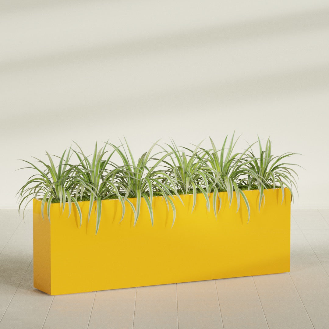 Hollywood Extra Large Narrow Rectangle Fiberglass Planter - 72 in x 12 in x 24 in - Gloss Saffron - Gloss Saffron,72 in x 12 in x 24 in