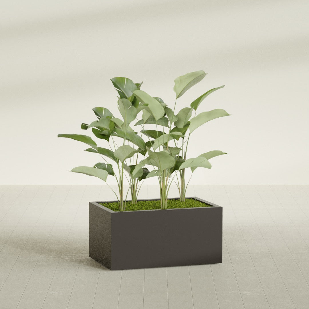 Torino Large Wide Rectangle Fiberglass Planter - 36 in x 24 in x 18 in - Matte Brown - Matte Brown,36 in x 24 in x 18 in