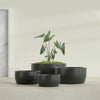 Casablanca Medium Round Low Bowl Fiberglass Planter - 24 in x 24 in x 12 in - Matte Charcoal - Matte Charcoal,24 in x 24 in x 12 in