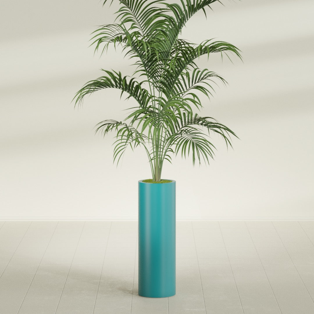Corry Large Tall Cylinder Fiberglass Planter - 10 in x 10 in x 30 in - Satin Sea Foam - Satin Sea Foam,10 in x 10 in x 30 in