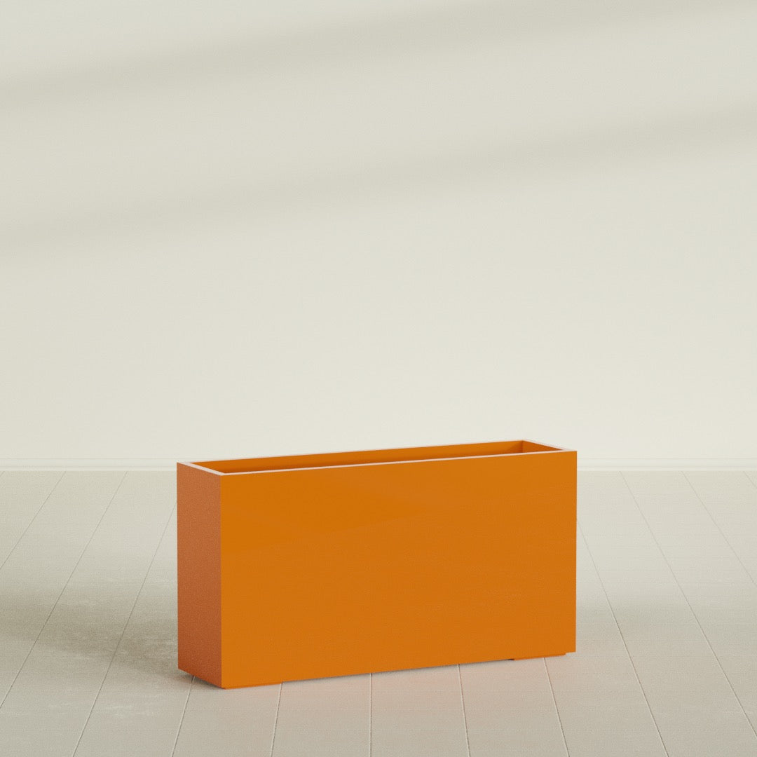 Potsdam Extra Large Long Rectangle Fiberglass Planter - 60 in x 16 in x 32 in - Gloss Tangerine - Gloss Tangerine,60 in x 16 in x 32 in