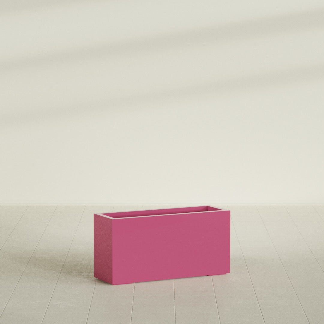 Hollywood Large Narrow Rectangle Fiberglass Planter - 36 in x 12 in x 24 in - Gloss Pink Violet - Gloss Pink Violet,36 in x 12 in x 24 in