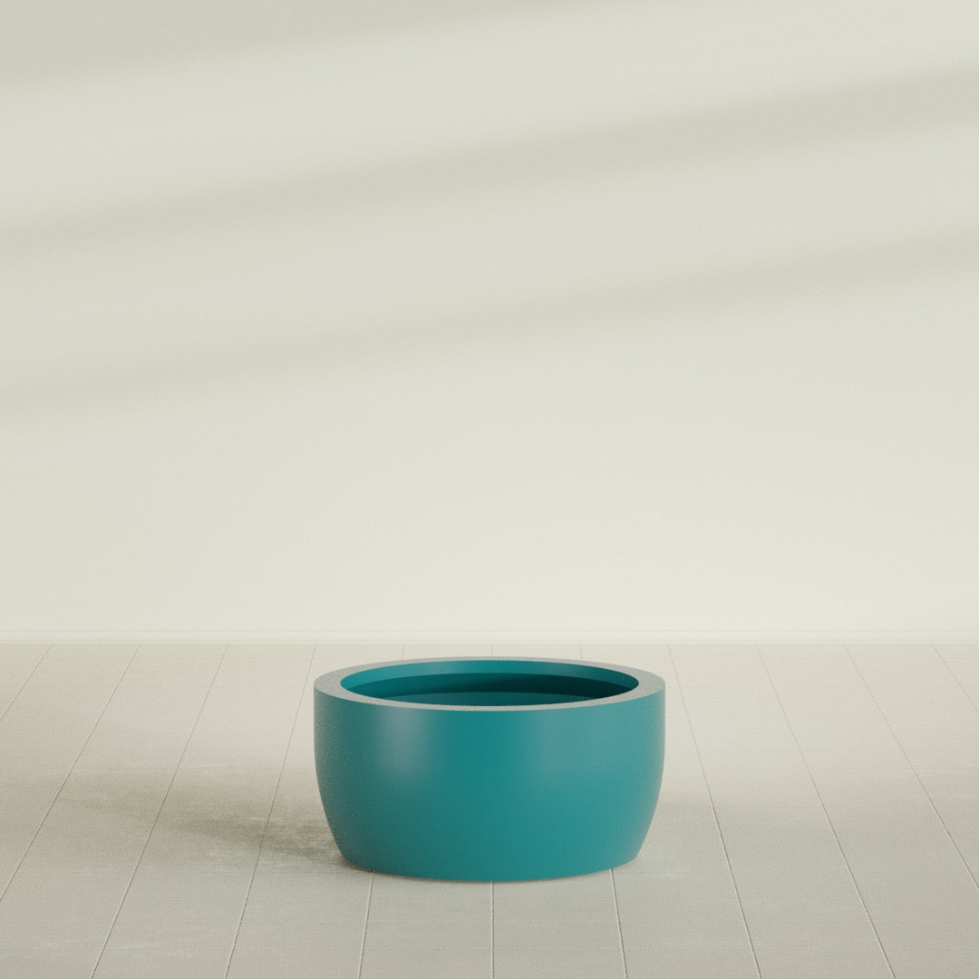 Casablanca Large Round Low Bowl Fiberglass Planter - 30 in x 30 in x 15 in - Satin Sea Foam - Satin Sea Foam,30 in x 30 in x 15 in