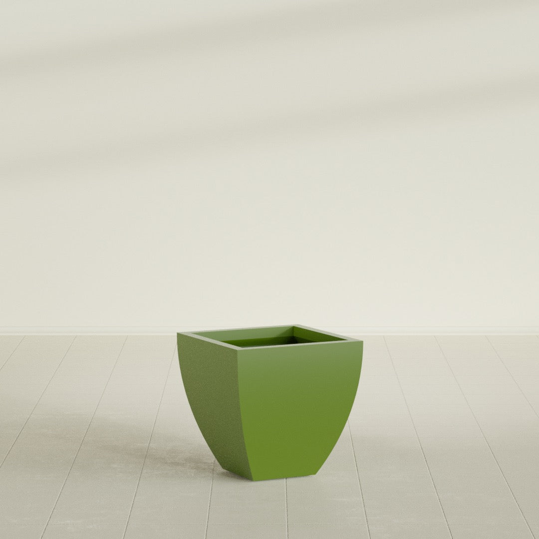 Lima Medium Tapered Square Fiberglass Planter - 20 in x 20 in x 20 in - Satin Green - Satin Green,20 in x 20 in x 20 in