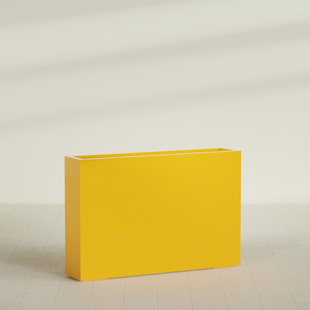 Amesbury Extra Large Narrow Rectangle Fiberglass Planter - 48 in x 10 in x 32 in - Gloss Saffron - Gloss Saffron,48 in x 10 in x 32 in