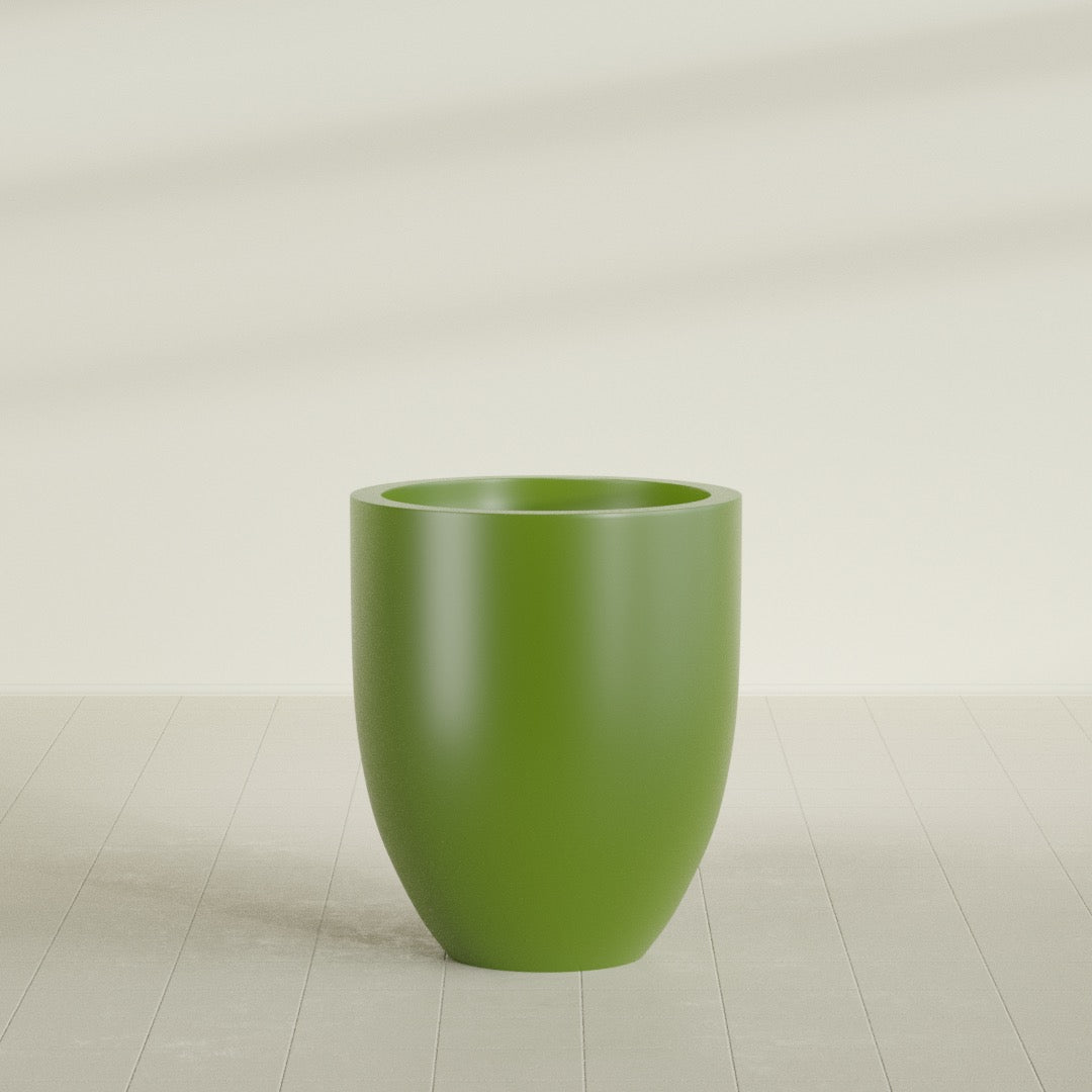 Valencia Large Round Fiberglass Planter - 27 in x 27 in x 31 in - Satin Green - Satin Green,27 in x 27 in x 31 in