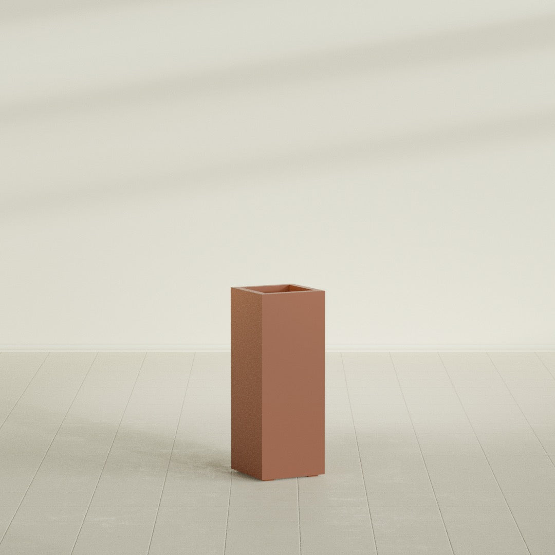 Delray Large Tall Rectangle Fiberglass Planter - 12 in x 12 in x 32 in - Matte Terracotta - Matte Terracotta,12 in x 12 in x 32 in