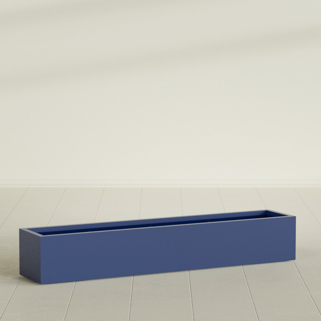 Cuba Extra Large Long Rectangle Fiberglass Planter - 72 in x 14 in x 12 in - Matte Cobalt Blue - Matte Cobalt Blue,72 in x 14 in x 12 in
