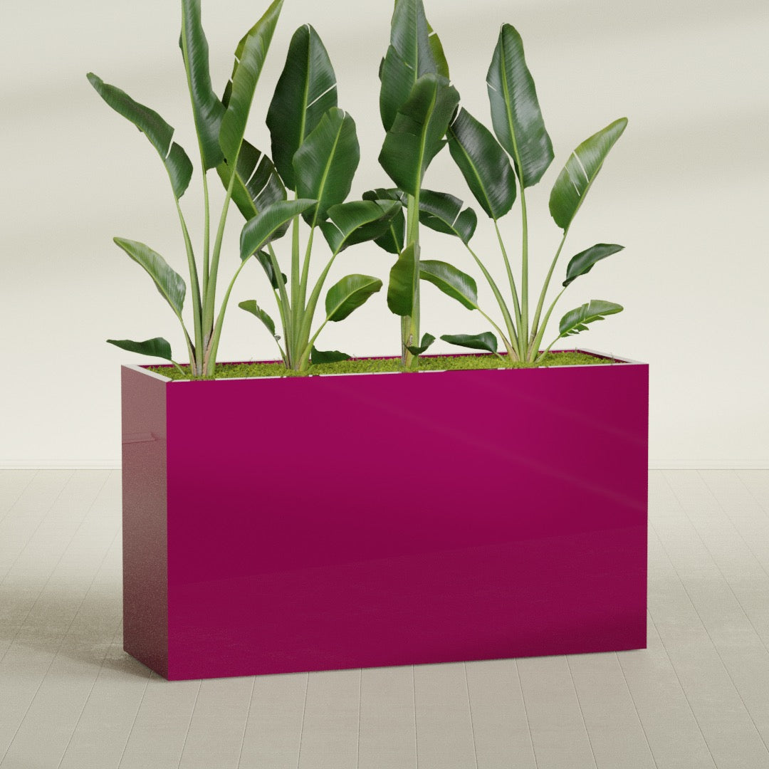 Darwin Extra Large Long Rectangle Fiberglass Planter - 72 in x 24 in x 42 in - Gloss Eggplant - Gloss Eggplant,72 in x 24 in x 42 in