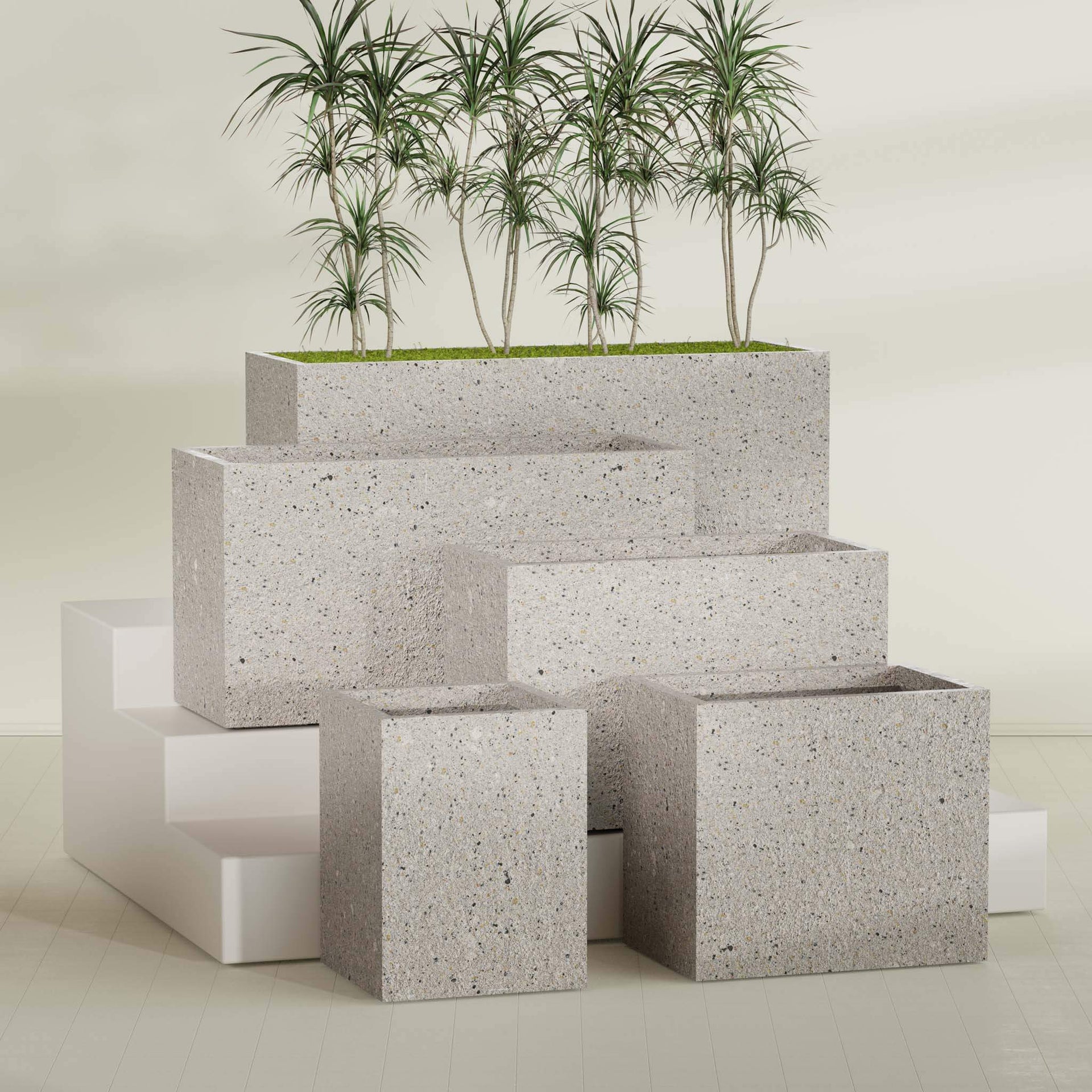 Brisbane Large Rectangle Fiberglass Planter - 24 in x 24 in x 32 in - Matte Black - Matte Black,24 in x 24 in x 32 in