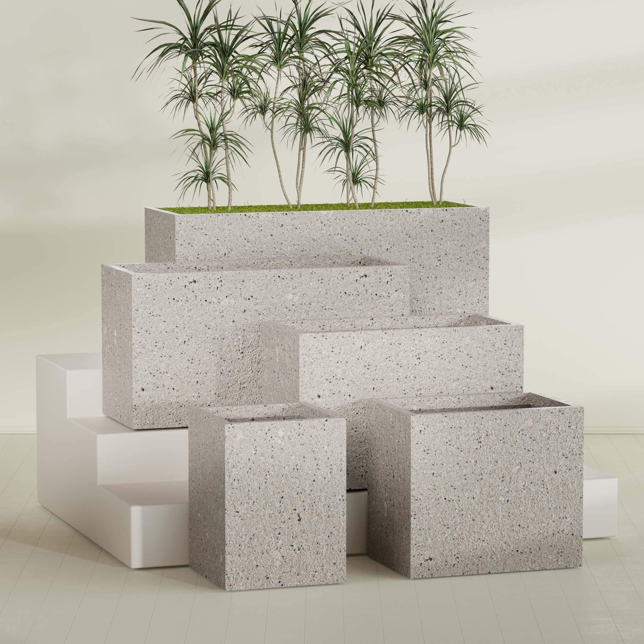 Brisbane Large Rectangle Fiberglass Planter - 24 in x 24 in x 32 in - Matte Black - Matte Black,24 in x 24 in x 32 in