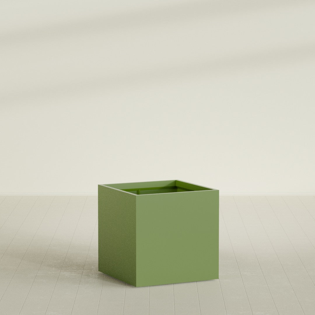 Montroy Large Cube Square Fiberglass Planter - 36 in x 36 in x 36 in - Satin Green - Satin Green,36 in x 36 in x 36 in