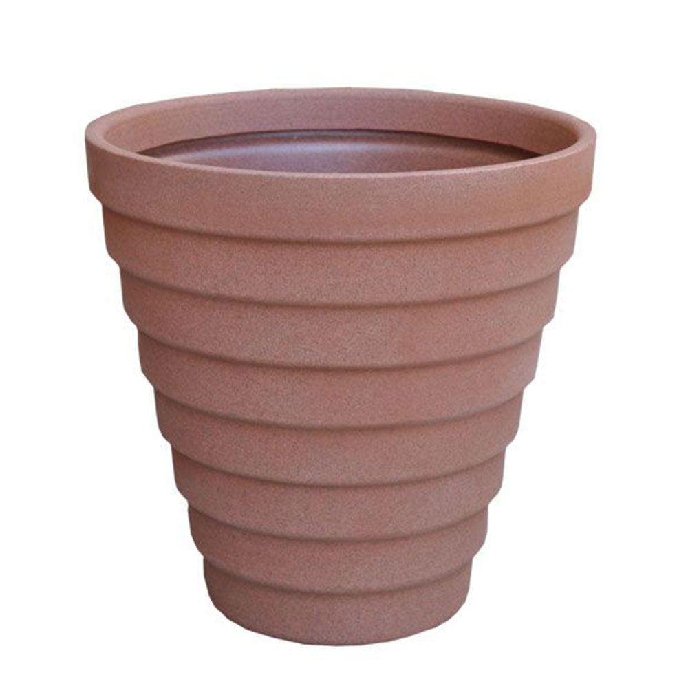 Curbside Gradino Round Plastic Planter - 28.1 in x 28.1 in x 28 in - Terracotta Brick - Terracotta Brick,28.1 in x 28.1 in x 28 in