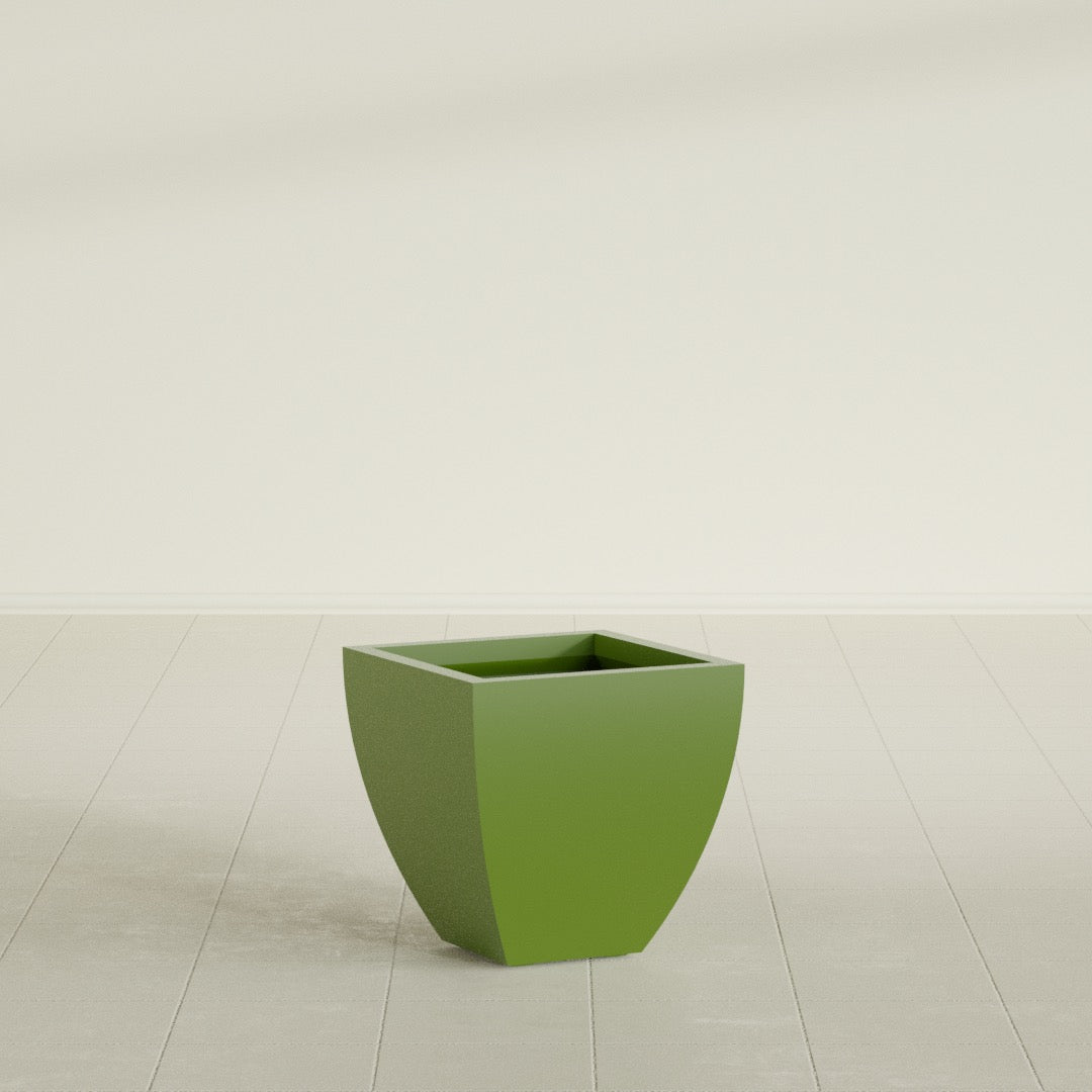 Lima Small Tapered Square Fiberglass Planter - 16 in x 16 in x 16 in - Satin Green - Satin Green,16 in x 16 in x 16 in