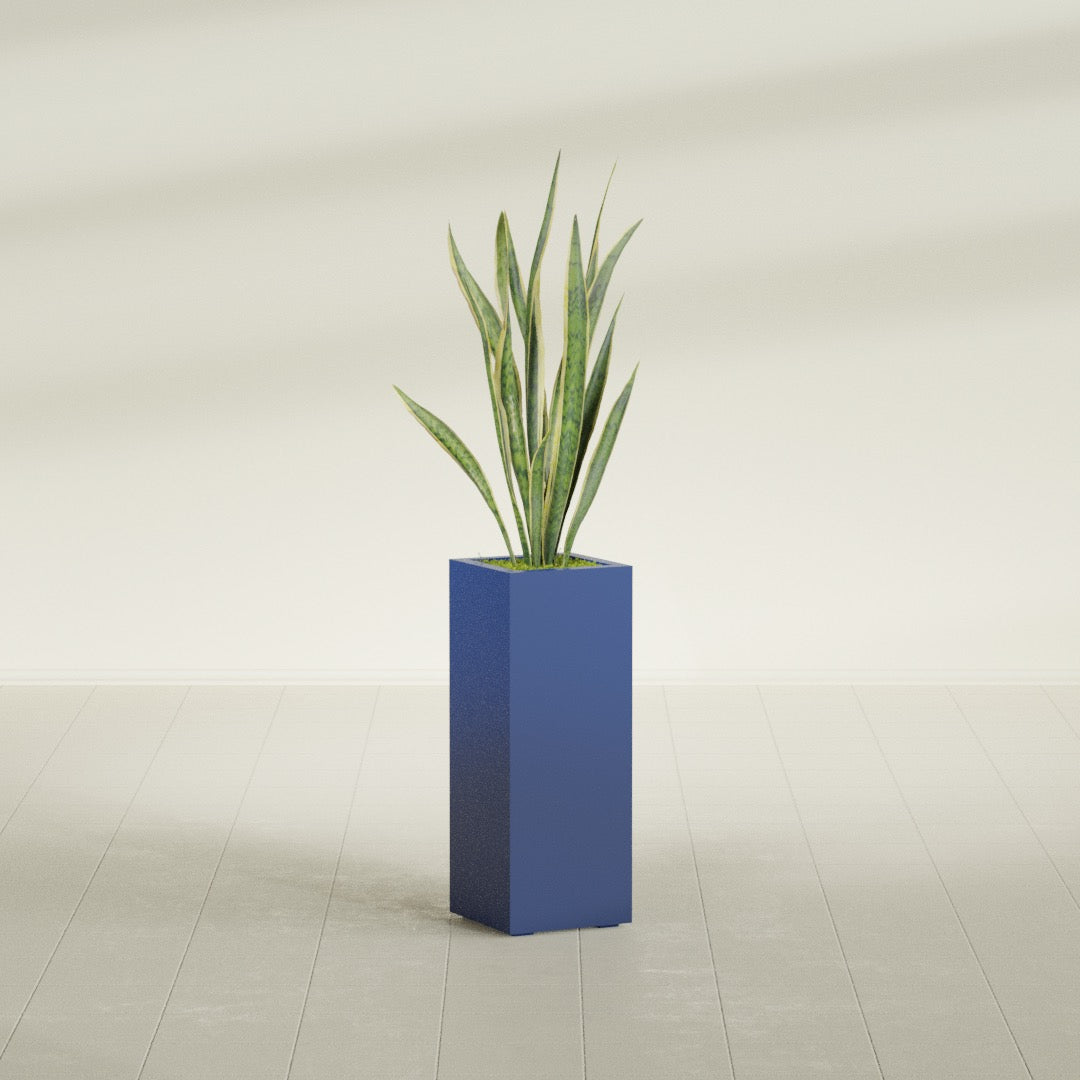 Delray Large Tall Rectangle Fiberglass Planter - 12 in x 12 in x 32 in - Matte Cobalt Blue - Matte Cobalt Blue,12 in x 12 in x 32 in