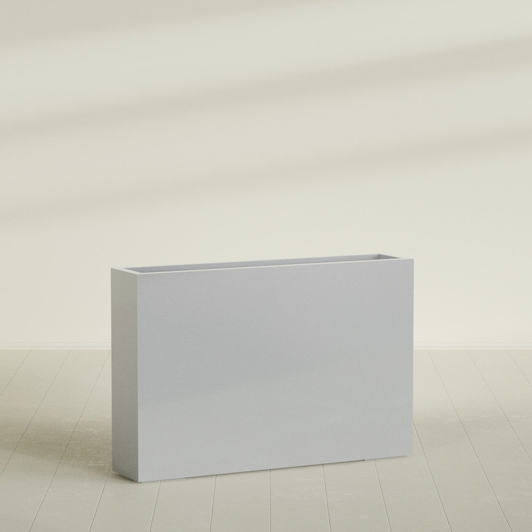 Amesbury Extra Large Narrow Rectangle Fiberglass Planter - 48 in x 10 in x 32 in - Metallic Silver - Metallic Silver,48 in x 10 in x 32 in