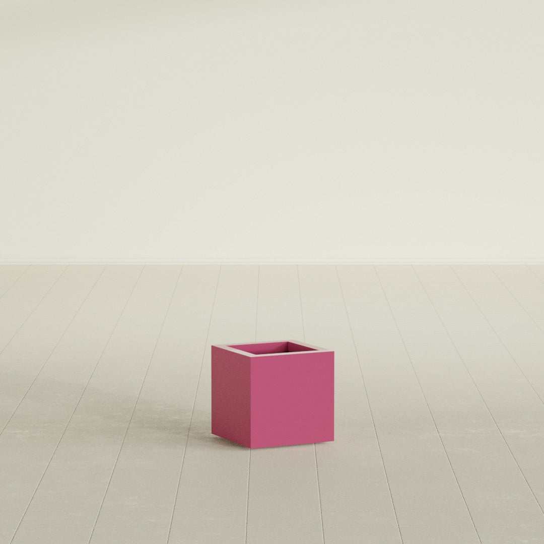 Montroy Small Cube Square Fiberglass Planter - 12 in x 12 in x 12 in - Gloss Pink Violet - Gloss Pink Violet,12 in x 12 in x 12 in