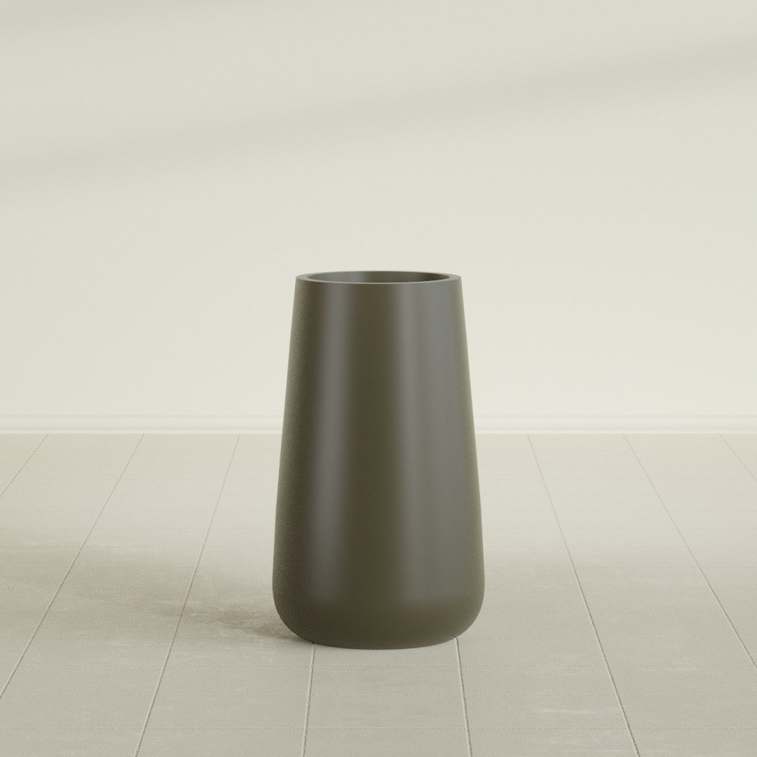 Saigon Large Tapered Round Planter - 16 in x 21 in x 36 in - Matte Bronze - Matte Bronze,16.4 in x 20.7 in x 36 in