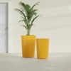 Tegel Medium Round Fiberglass Planter - 18 in x 18 in x 26 in - Gloss Saffron - Gloss Saffron,18 in x 18 in x 26 in